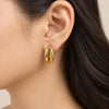 Twisted Double Hoop Anti Tarnish Gold Plated Earrings
