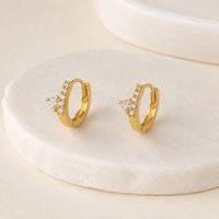 Anti Tarnish Zircon Crown Hoops | Gold Plated Minimalist Earrings