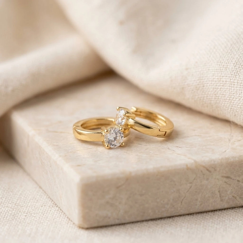 Classic Solitaire Earrings | Anti-Tarnish Gold Plated