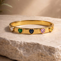 Rainbow Heart Anti-Tarnish Gold Plated Bangle - Minimalist Korean Style Bracelet