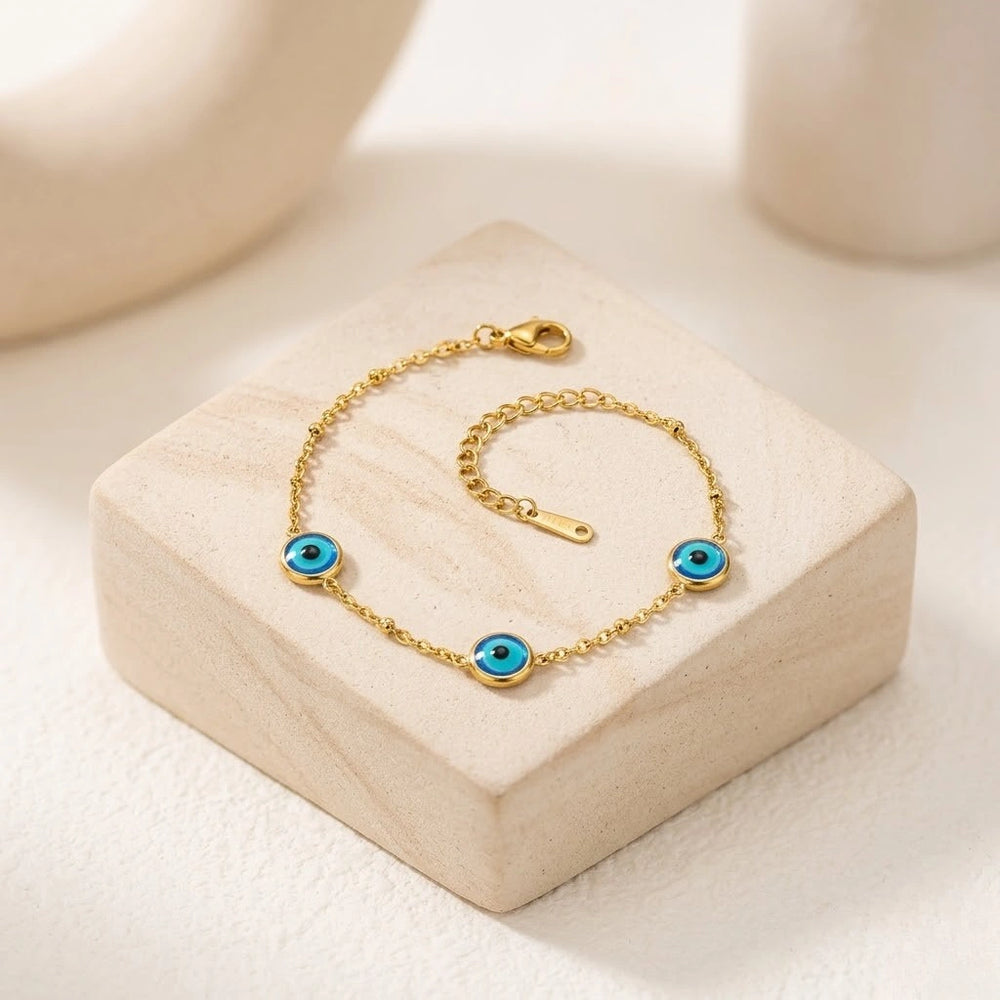 Evil Eye Gold Plated Bracelet - Anti Tarnish Minimalist Chain