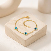Evil Eye Gold Plated Bracelet - Anti Tarnish Minimalist Chain