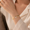 Teardrop Crystal Wavy Cuff Bracelet - Anti Tarnish Gold Plated