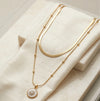 Sunburst Crystal Pendant Double Layered Necklace - Anti Tarnish Gold Plated