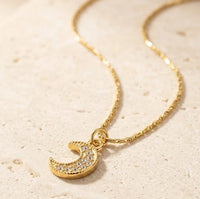 Crescent Moon Necklace | Anti Tarnish Gold Plated Celestial Pendant
