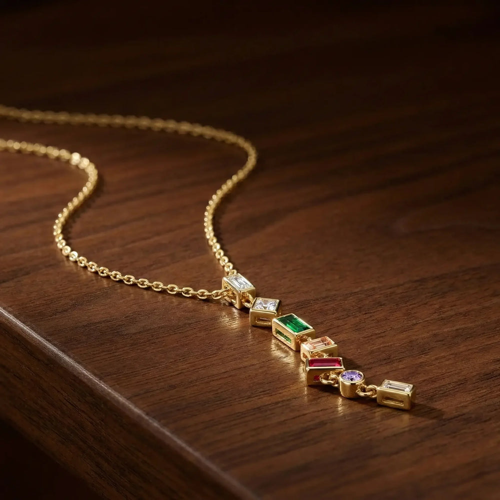 Multicolor Geometric Drop Necklace - Anti-Tarnish Gold Plated Minimalist Pendant