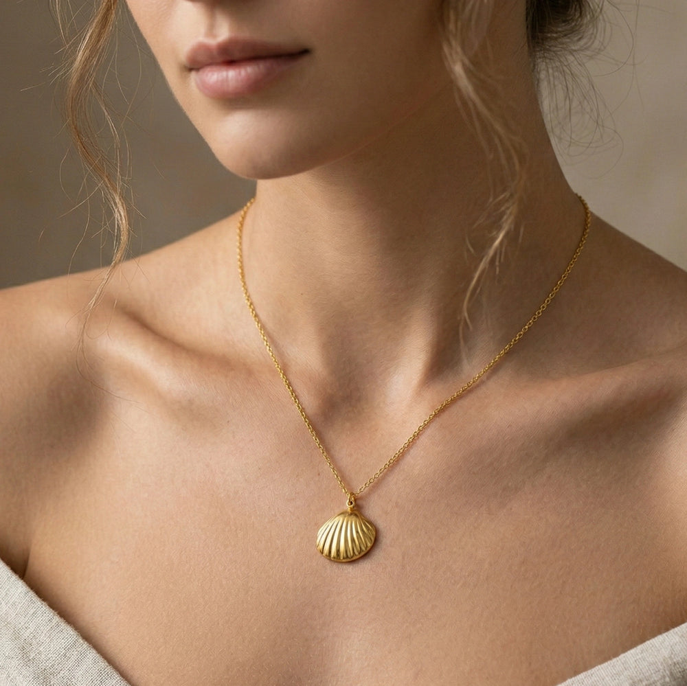 Anti-Tarnish Gold Plated Shell Necklace - Waterproof Seashell Pendant for Women