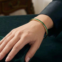 Emerald Green Square Stone Gold Plated Bracelet | Anti Tarnish