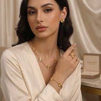 Clover Motif Anti Tarnish Gold Plated Jewelry Set