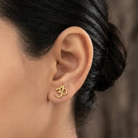 Om Symbol Stud Earrings - Anti Tarnish Gold Plated