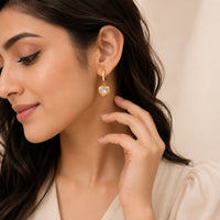 Crystal Heart Dangle Hoop Earrings | Anti-Tarnish Gold Plated