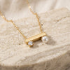 Minimalist Pearl & Crystal Bar Necklace | Anti Tarnish Gold Plated