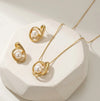 Classic Pearl Swirl Anti-Tarnish Gold-Plated Necklace and earring Set - Minimalist Elegance