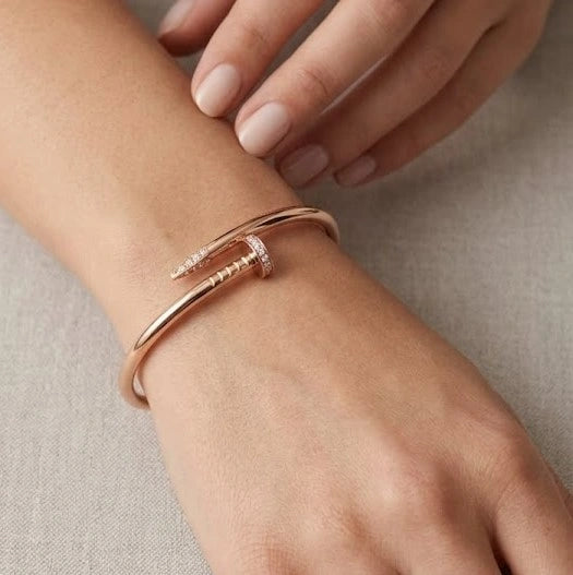 Rose Gold Nail Bracelet | Minimalist Anti Tarnish Statement Jewelry