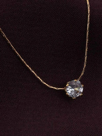 Solitaire Pendant Necklace | Anti-Tarnish Gold Plated Minimalist Chain