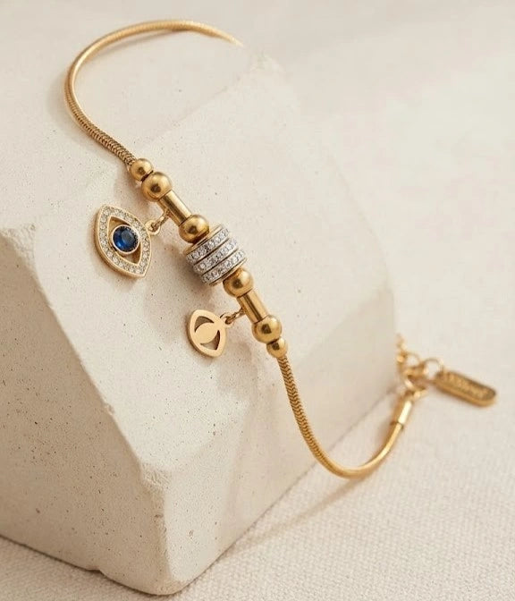 Evil Eye Charm Anti Tarnish Gold Plated Bracelet
