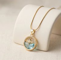 North Star Blue Crystal Pendant Necklace - Anti Tarnish