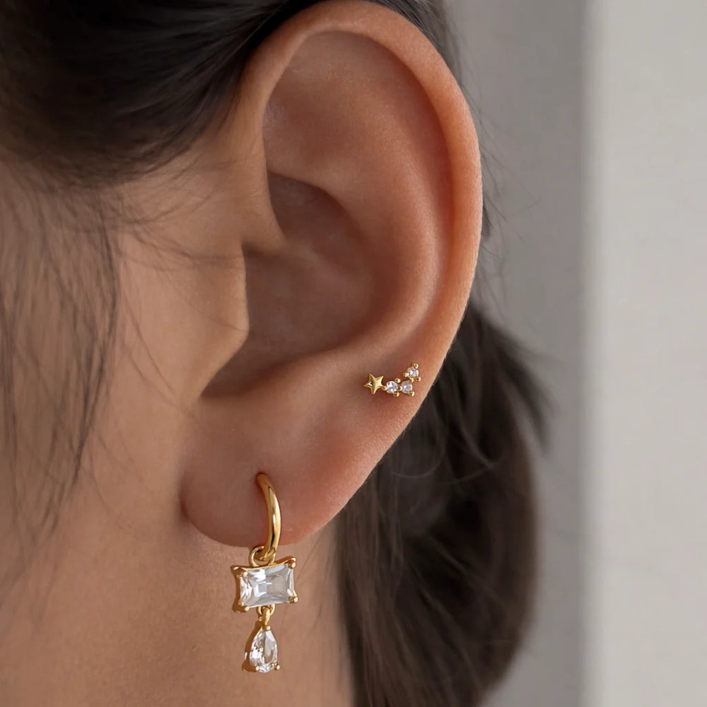 Crystal Teardrop Hoop Earrings | Anti Tarnish Gold Plated