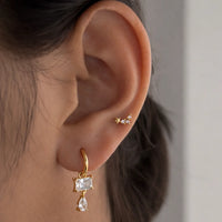 Crystal Teardrop Hoop Earrings | Anti Tarnish Gold Plated