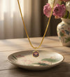 Purple Enamel Flower Pendant Necklace with Snake Chain - Anti-Tarnish Gold Plated | Korean Style