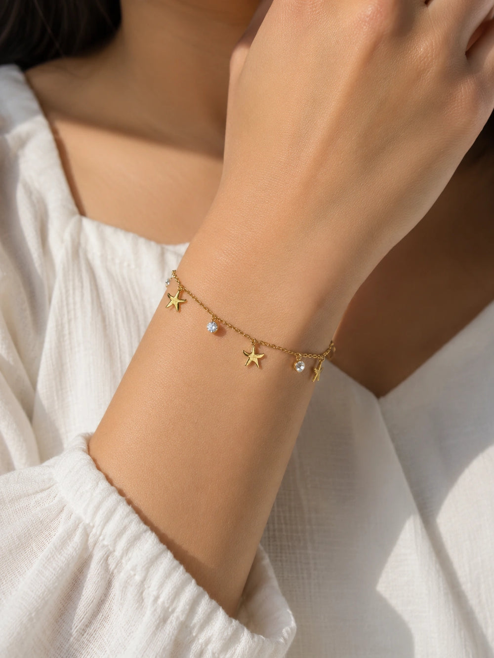 Starfish Charm Anti-Tarnish Gold-Plated Bracelet
