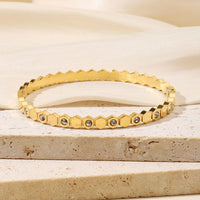 Hexagon Geometric Anti-Tarnish Gold-Plated Bracelet | Minimalist Korean Bangle