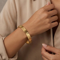 Geometric Triangle Art Deco Cuff Bracelet - Anti Tarnish Gold Plated