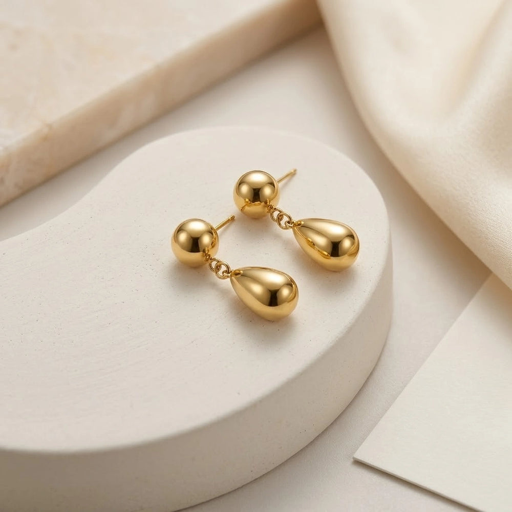 Minimalist Teardrop Dangle Earrings - Anti Tarnish Gold Plated