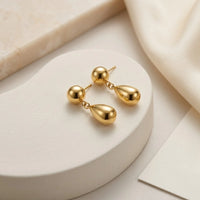 Minimalist Teardrop Dangle Earrings - Anti Tarnish Gold Plated