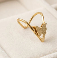 Minimalist Textured Butterfly Ring - Anti Tarnish Fashion Jewelry