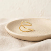 Geometric Double V Crystal Ring - Anti Tarnish Gold Plated