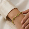 Vine Leaf Green Stone Bracelet | Elegant Gold Plated Accessory