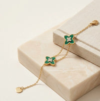 Green Clover Charm Bracelet - Anti Tarnish Gold Plated
