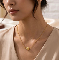 Anti-Tarnish Gold Plated Textured Heart Necklace | Minimalist Everyday Jewelry