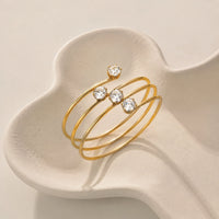 Spiral CZ Layered Cuff Bracelet | Anti-Tarnish Gold Plated