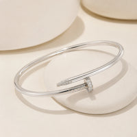 Silver Crystal Nail Bracelet | Minimalist Wrap Cuff Bangle