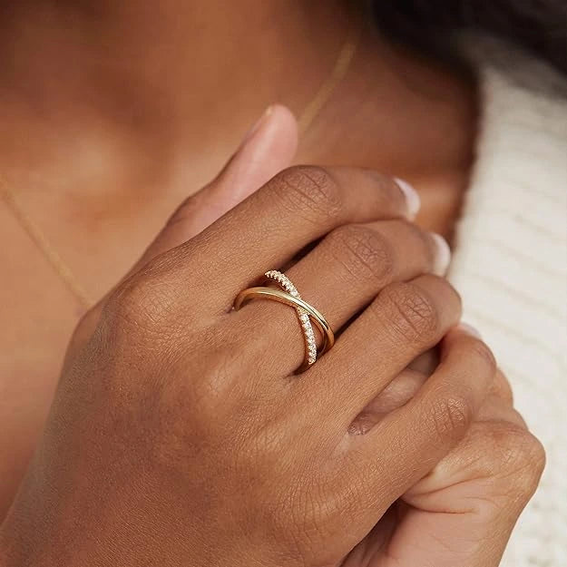 Cross Zirconia Adjustable Ring - Anti Tarnish Gold Plated