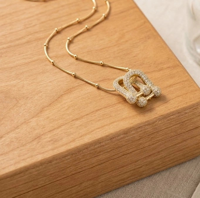 Interlocking Arch Zircon Pendant Necklace - Anti Tarnish