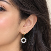 Korean Crystal Circle Drop Earrings | Anti-Tarnish Gold Plated Minimalist Dangle