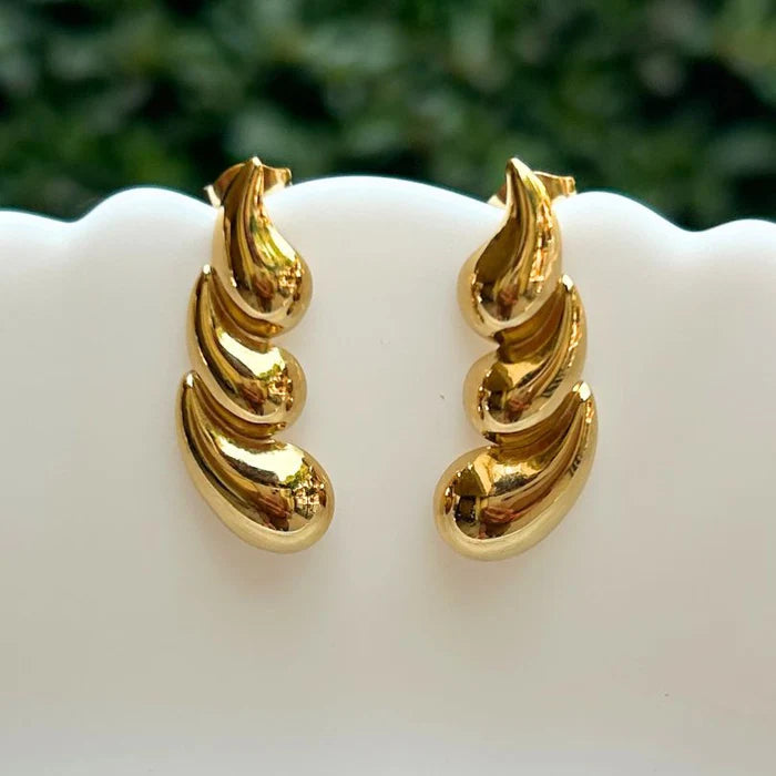 Chunky Swirl Statement Earrings - Anti Tarnish Gold Plated