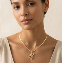 Crystal Serpent Snake Pendant Necklace - Anti-Tarnish Gold-Plated