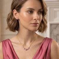 Anti-Tarnish Pink Bow Dainty Necklace - Gold Plated Korean Style