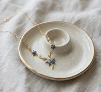 Blue Stone Dragonfly Floral Necklace - Anti Tarnish Gold Plated