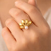 Golden Shell Pearl Statement Ring | High-Quality Fashion Jewelry