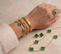 Emerald Green Clover 6-Piece Set - Anti Tarnish Gold Plated