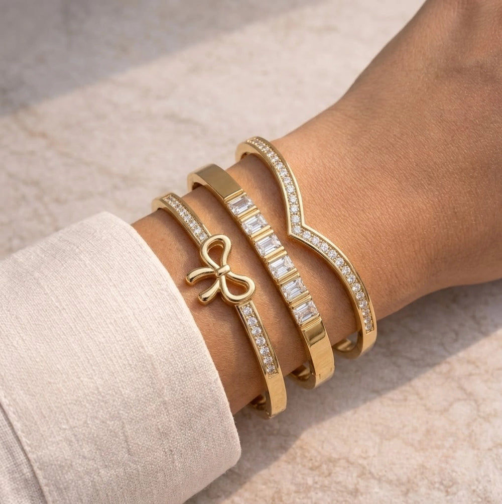 The IT-Girl Gold-Plated Bracelet Stack (Set of 3)