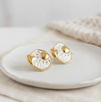 Sun & Heart Anti-Tarnish Gold Plated Stud Earrings