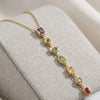 Multi-Stone Linear Drop Necklace | Anti-Tarnish Gold Plated | Moncheri Jewels