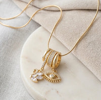 Swan & Evil Eye Multi-Charm Necklace | Anti-Tarnish Gold Plated