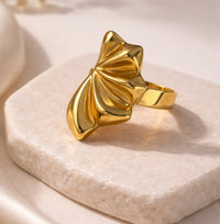 Geometric Fan Statement Ring - Anti Tarnish Gold Plated